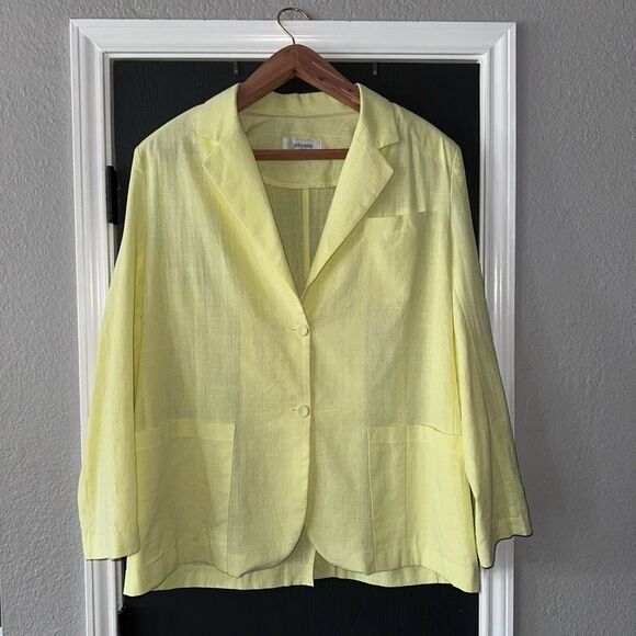 Storets Brianna Handkerchief Oversized Blazer Lemon Yellow Size Small Medium - Picture 2 of 5